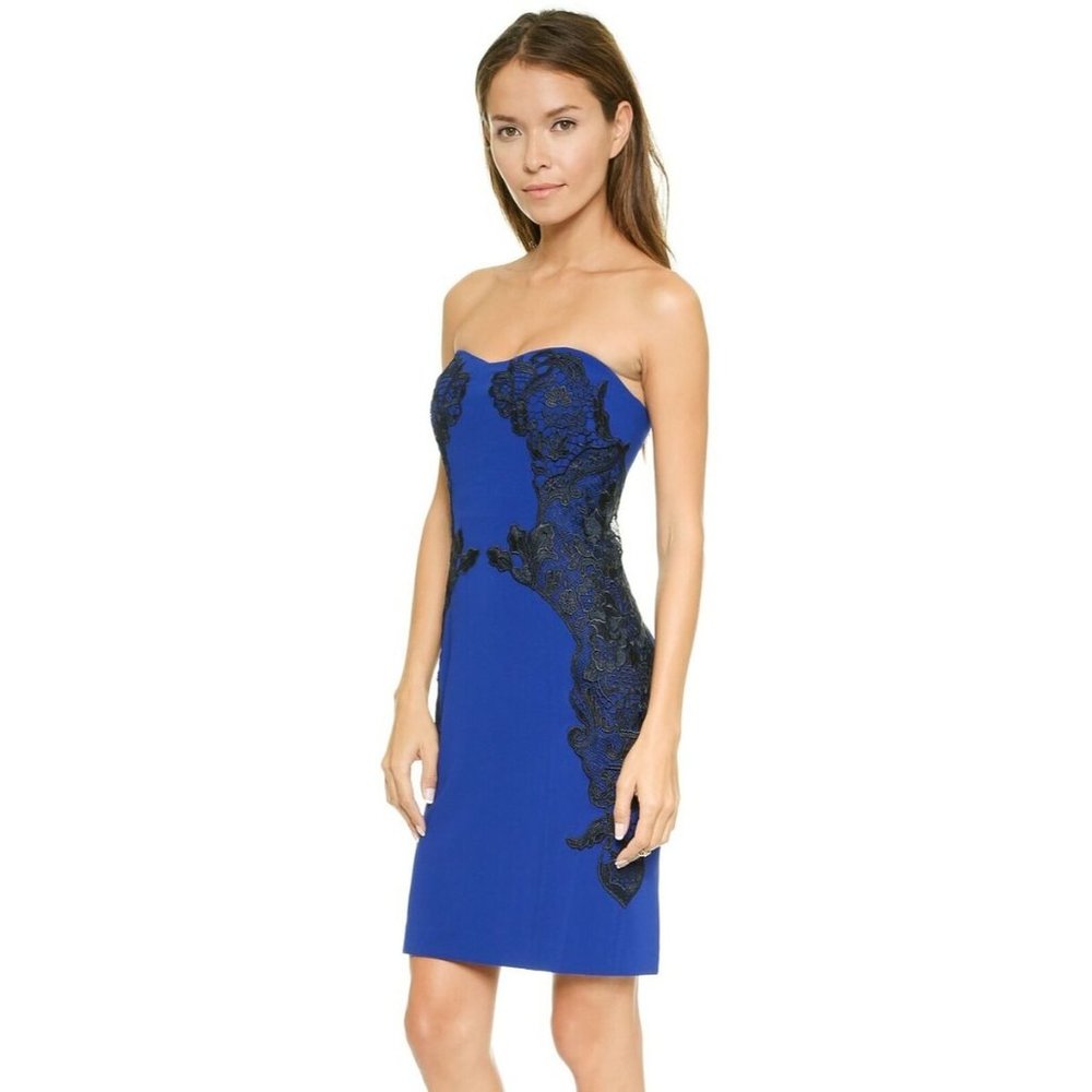 Diane von Furstenberg NWT Isabella Blue Lace Strapless Dress Sheath Black DVF 4